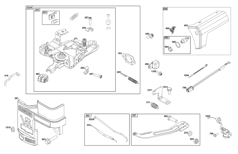 Controls Group Diagram and Parts List for 12V337-0032-F1 100000 - 19Z999 Briggs and Stratton Engine